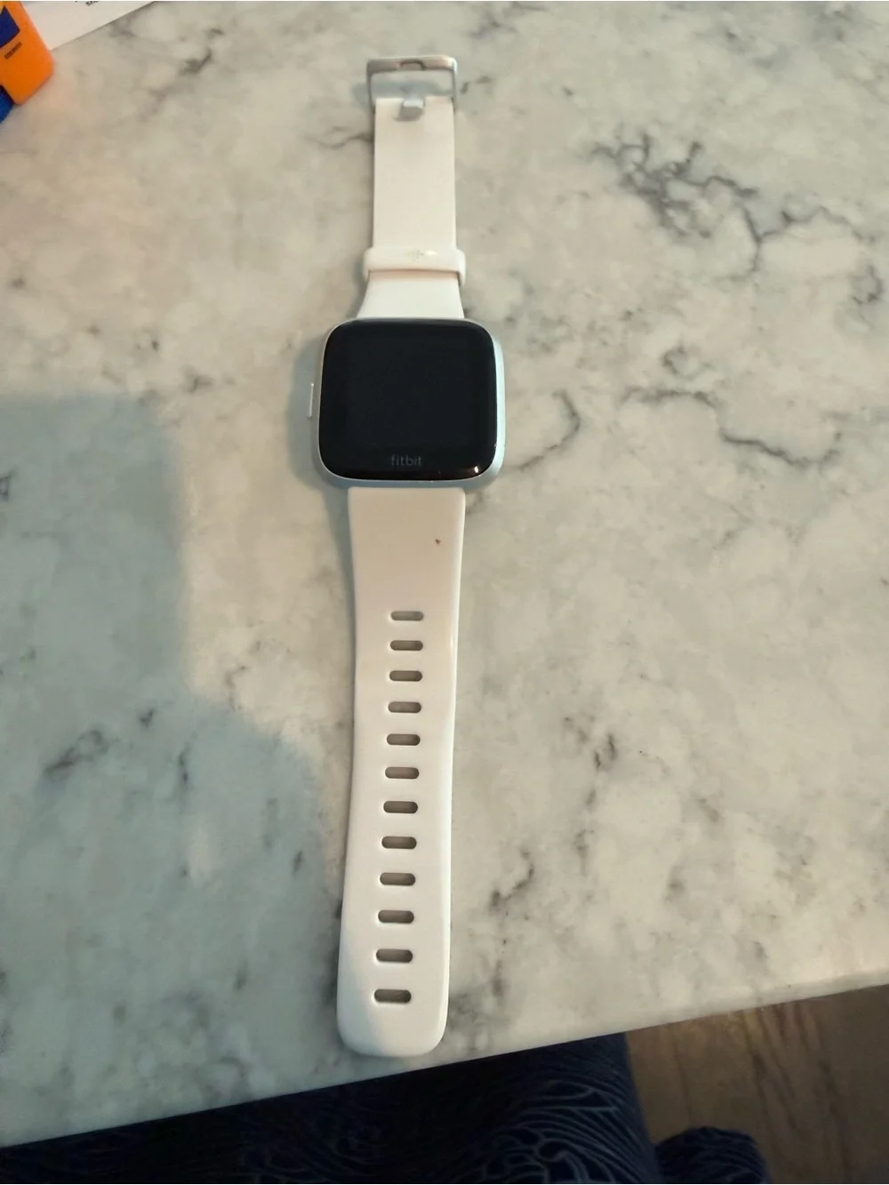 Fitbit White Smartwatch with Black Protective Bumper